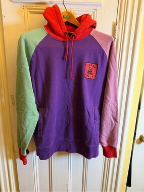 Teddy Fresh Colorblock Hoodie Men’s M Purple Red Pink Mint 100% Cotton